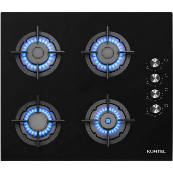 Фото - Варильна поверхня газова Kumtel KO-40TAHDF С BLACK GLASS